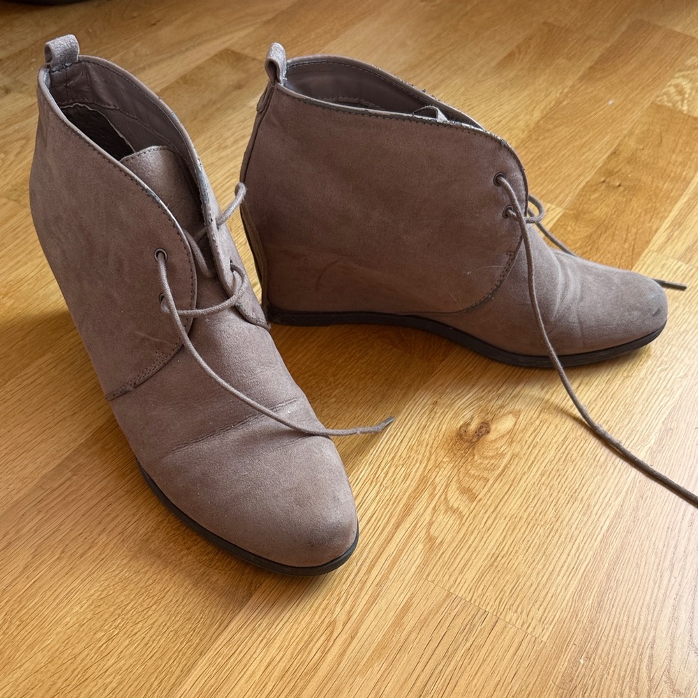 Unisa Taupe Wedge Ankle Boots